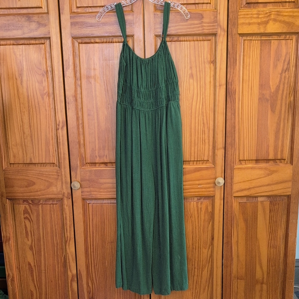 JODIFL Forest Green Sleeveless Flowy Crop Wide Leg Jumpsuit M CC141